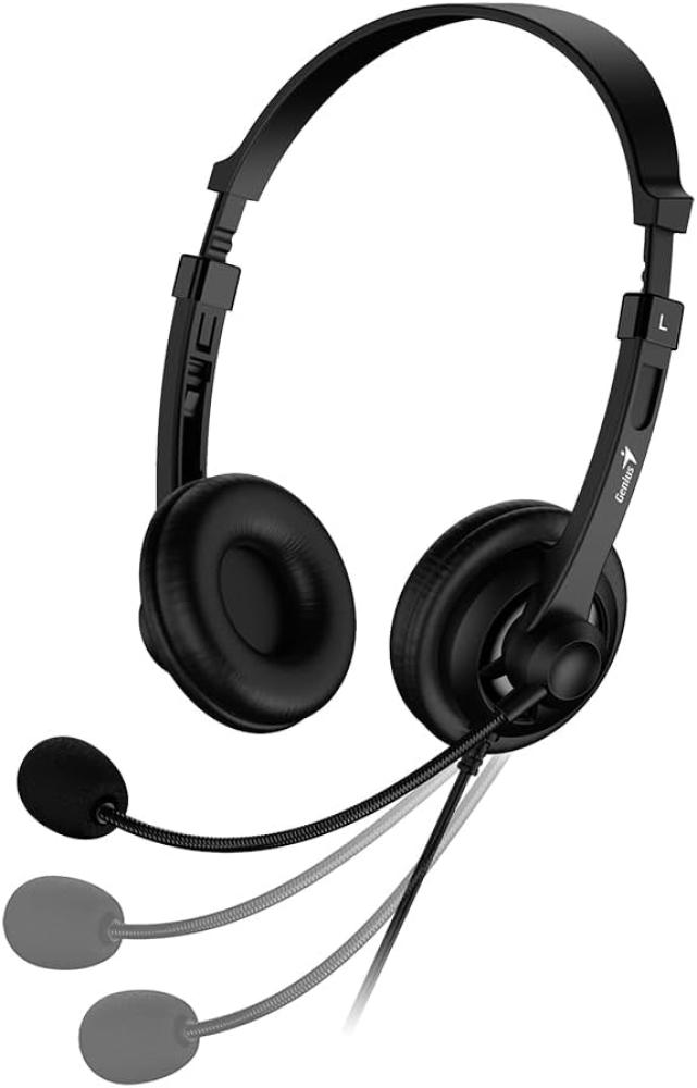 سماعة رأس سلكية جينيس Genius HS-230U بمنفذ USB وميكروفون – أسود