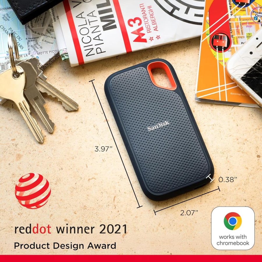 SanDisk Extreme Ext SSD 1050MB/s 1TBSanDisk Extreme Portable SSD – 1TB – سرعة تصل إلى 1050MB/s