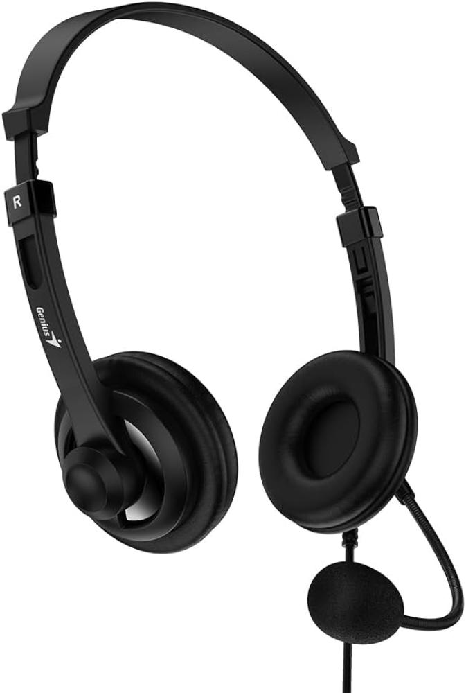 سماعة رأس سلكية جينيس Genius HS-230U بمنفذ USB وميكروفون – أسود