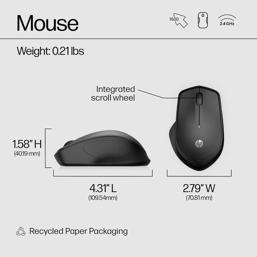 HP 280 Wireless Silent Mouse – Black | Smooth & Quiet Performance