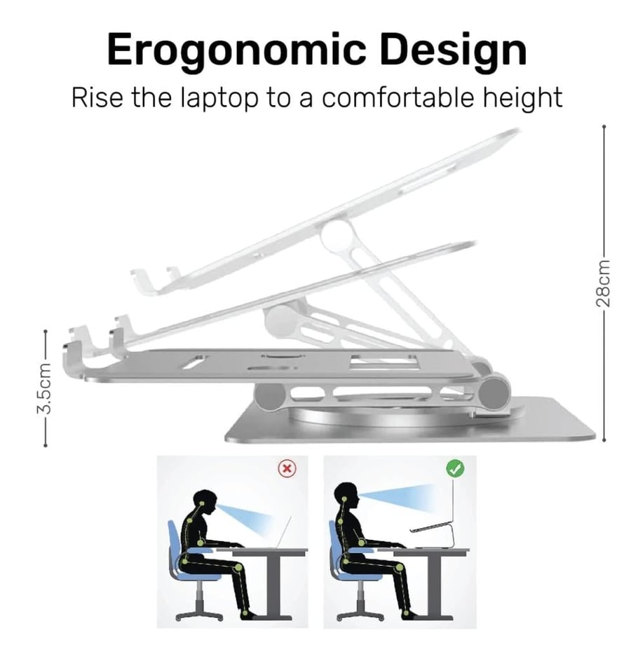 حامل لابتوب وجوال معدني قابل للتعديل – Adjustable Metal Stand for Phones, Tablets & Laptops
