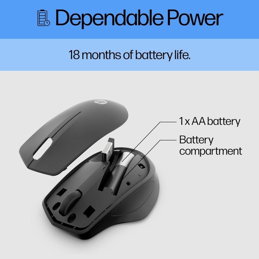 HP 280 Wireless Silent Mouse – Black | Smooth & Quiet Performance