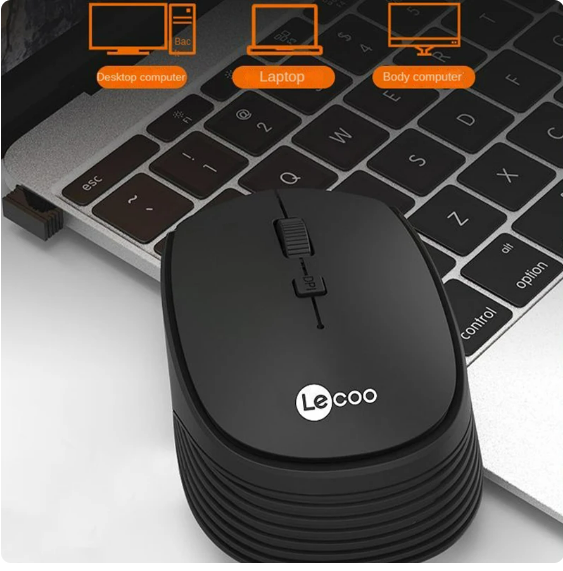 ماوس Lecoo WS202 لاسلكي 2.4GHz – أسود | صغير، محمول، عملي للاستخدام اليومي