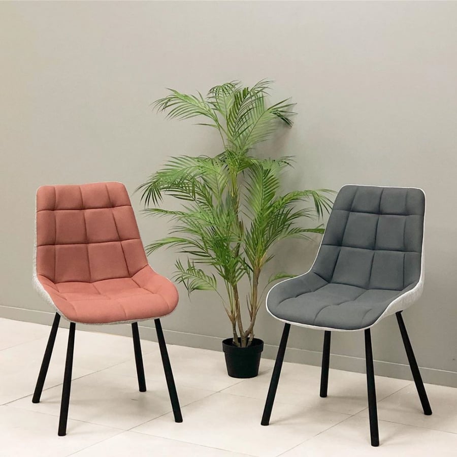 Suede fabric chair with iron legs