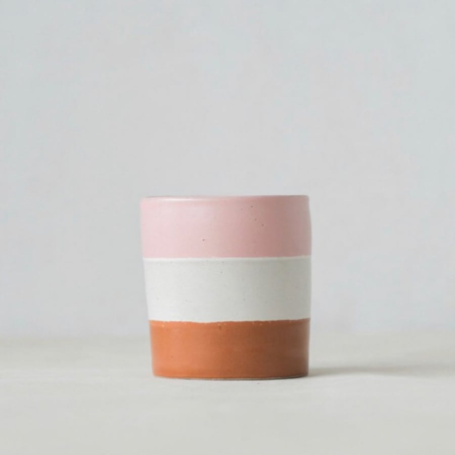 كوب فخار للقهوة 3-Tone Dusty Pinkصغير 190 ml
