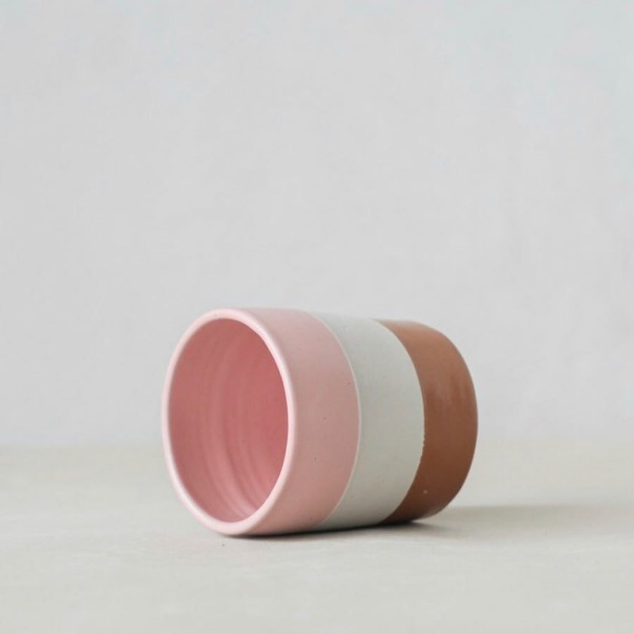 كوب فخار للقهوة 3-Tone Dusty Pinkصغير 190 ml