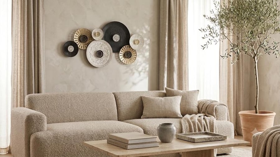 جدارية معدنية دائرية بتصميم هندسي فاخر