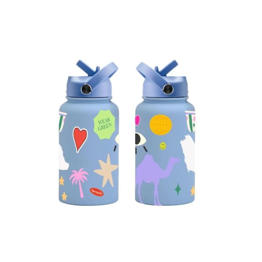 The blue bottle with printing