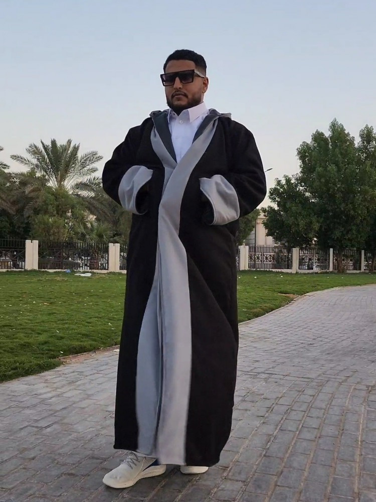 فروه قماش جوخ ‏بإمكانك لبسها على الجهتين رمادي ‏و أسود
