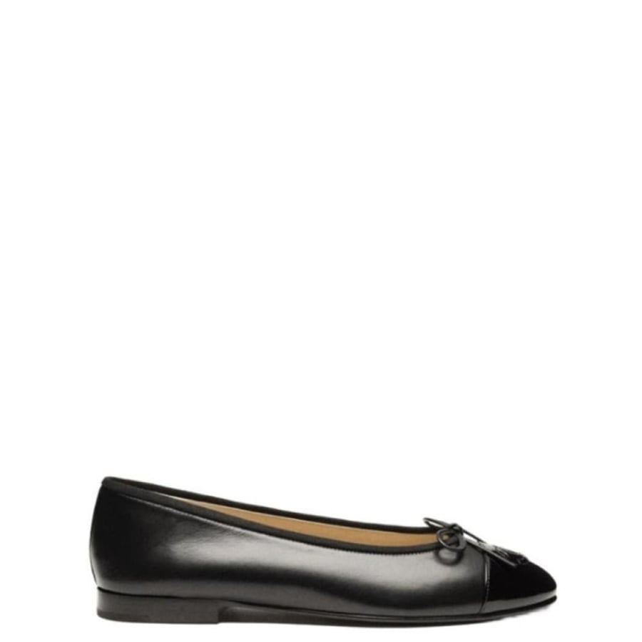 BALLET FLATS Cotton & Patent Calfskin