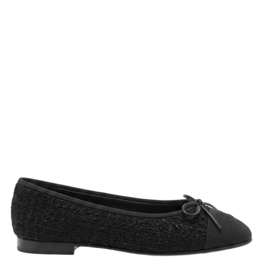 Chanel Ballet Flats - Black Tweed