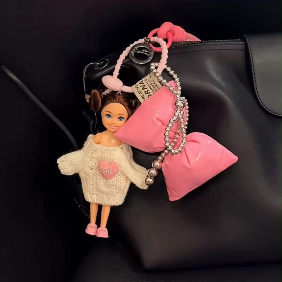 Pink Bow Doll Charm