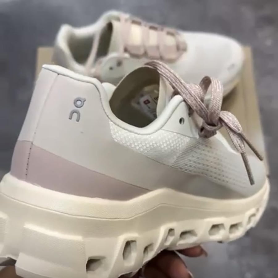 On Running Gray & Pink Cloudmonster Sneakers