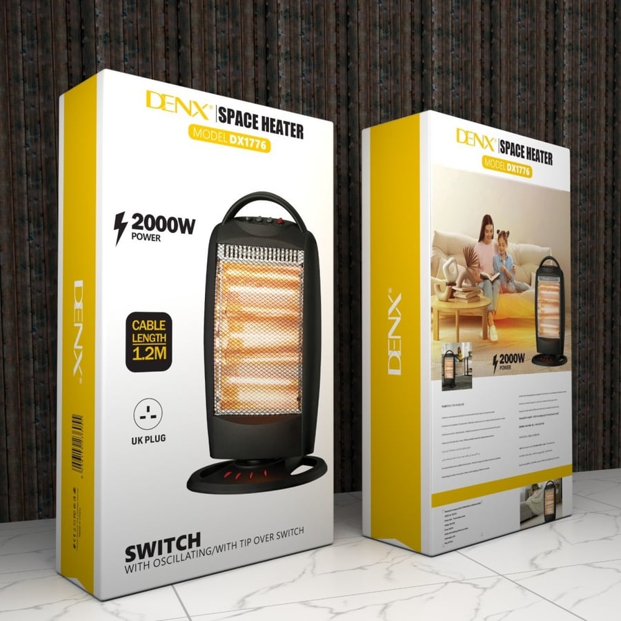 دفاية كهربائية بقوة 2000 واط من دينكس لون أسود DENX من DX1776