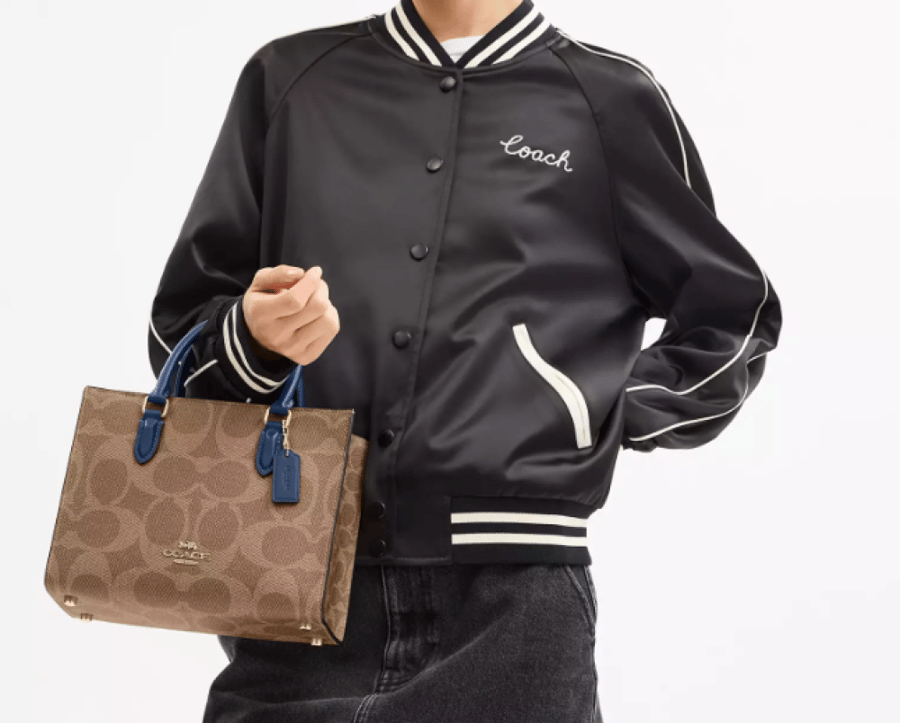 Maggie Small Tote Bag In Blocked Signature Canvas