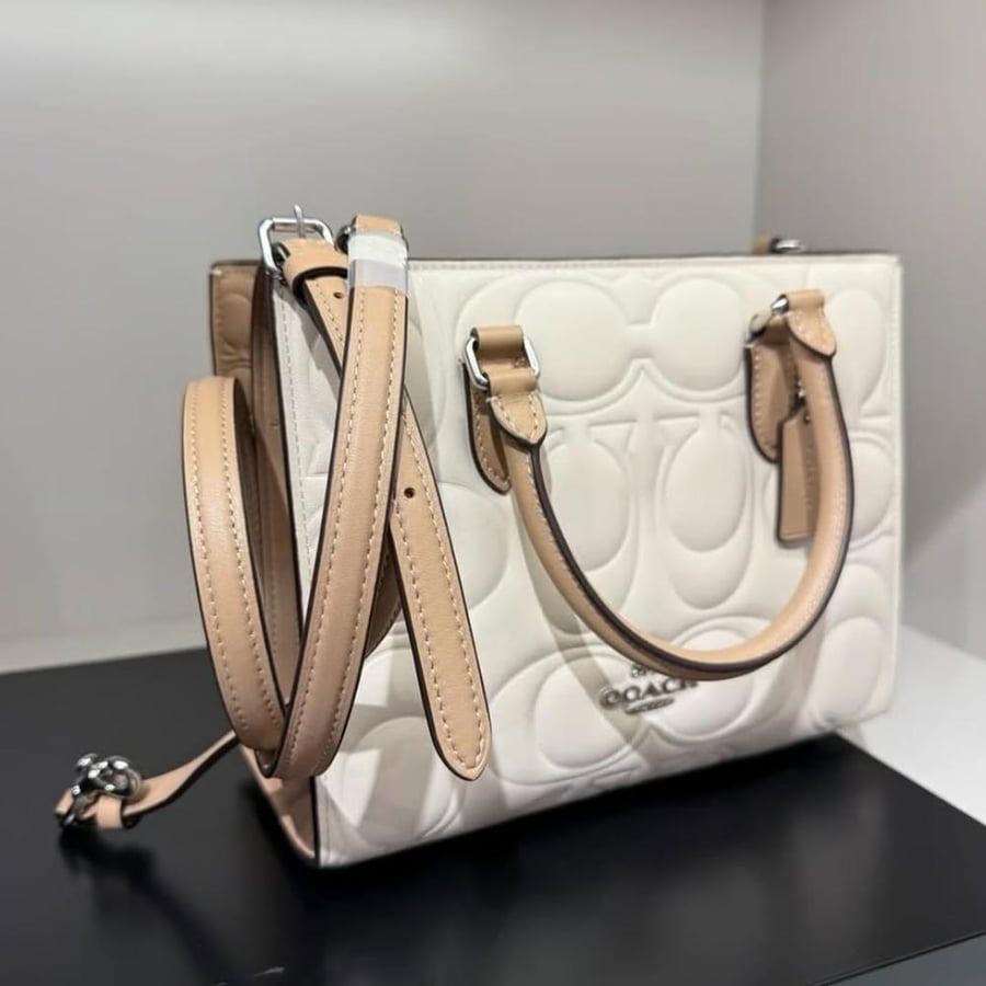 Maggie Small Tote Bag In Blocked Signature Canvas
