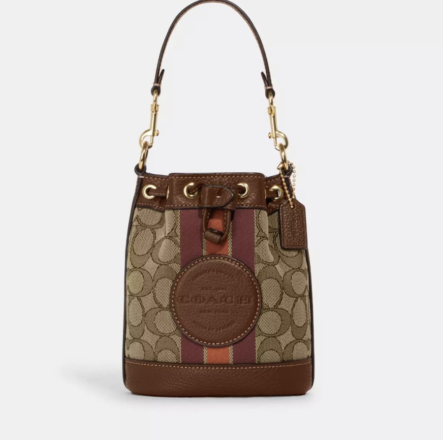 Mini Dempsey Bucket Bag In Signature Jacquard With Stripe And Coach Patch
