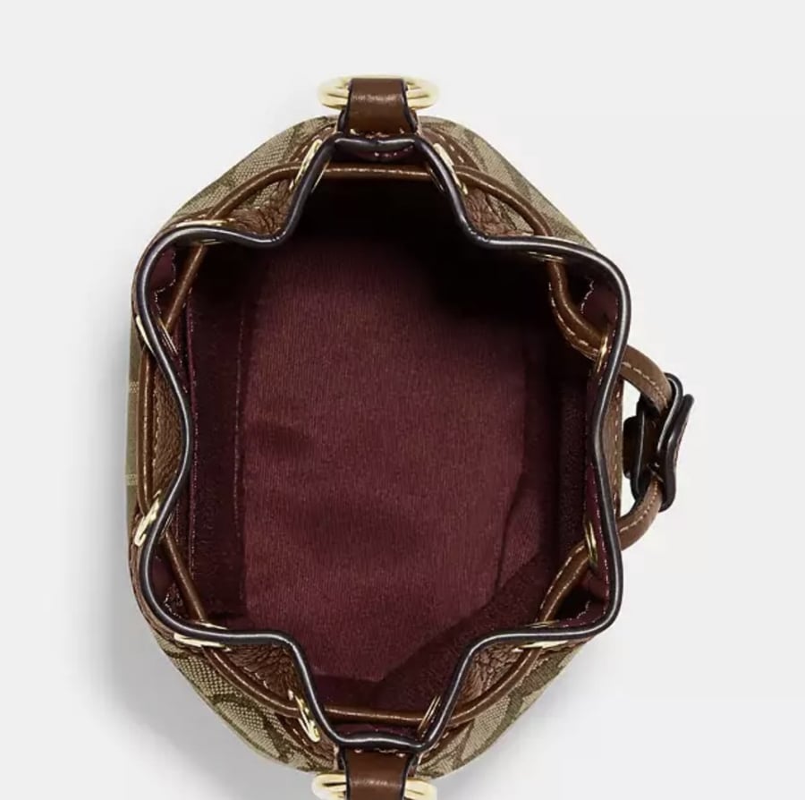 Mini Dempsey Bucket Bag In Signature Jacquard With Stripe And Coach Patch