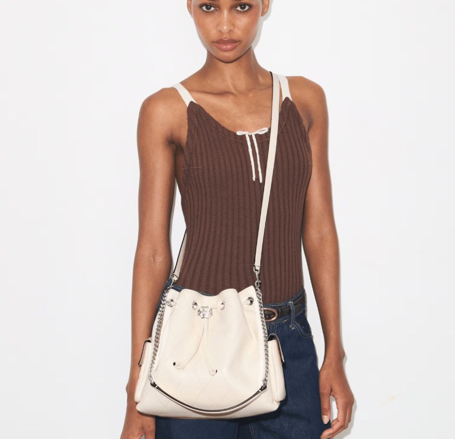CHARLIE QUILTED DRAWSTRING SHOULDER BAG