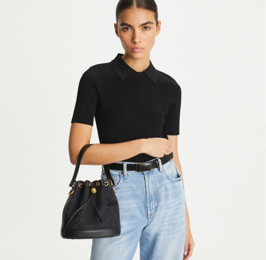 T MONOGRAM BUCKET BAG