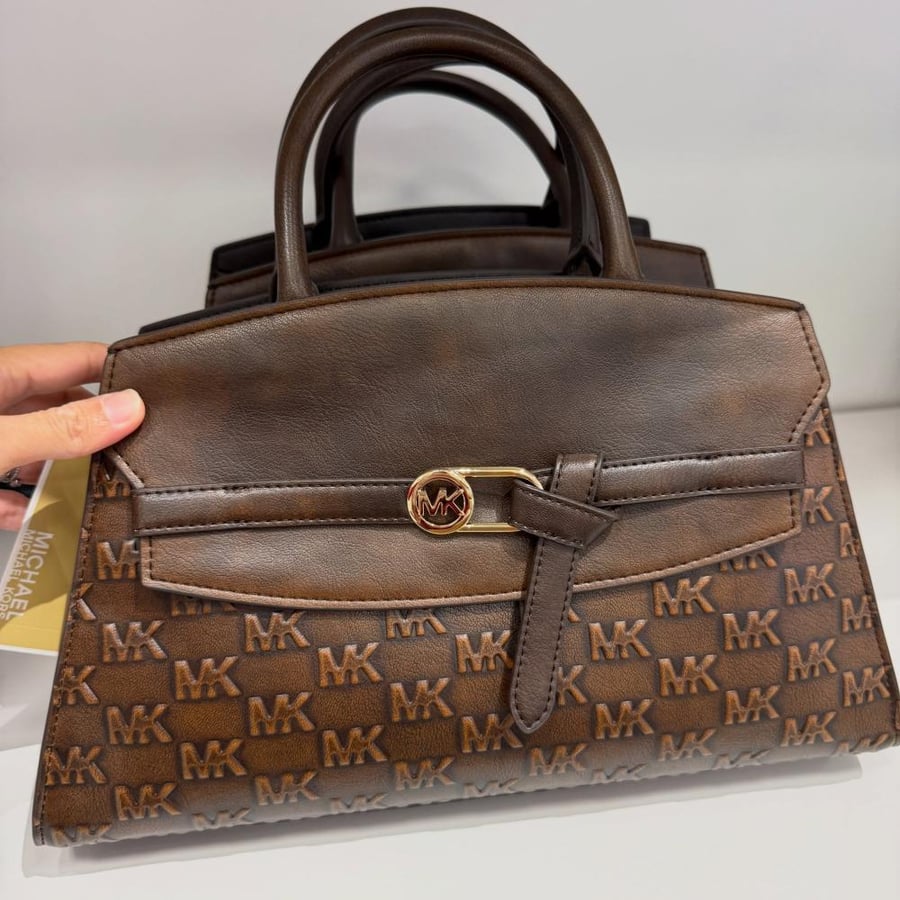 Greta Medium Logo Embossed Satchel