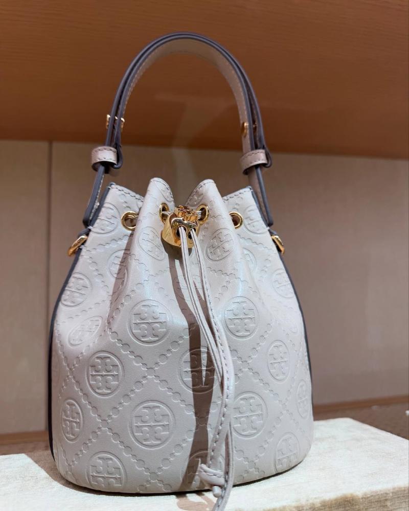 T MONOGRAM LEATHER MINI BUCKET BAG
