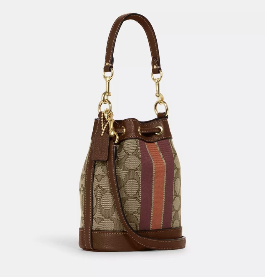 Mini Dempsey Bucket Bag In Signature Jacquard With Stripe And Coach Patch