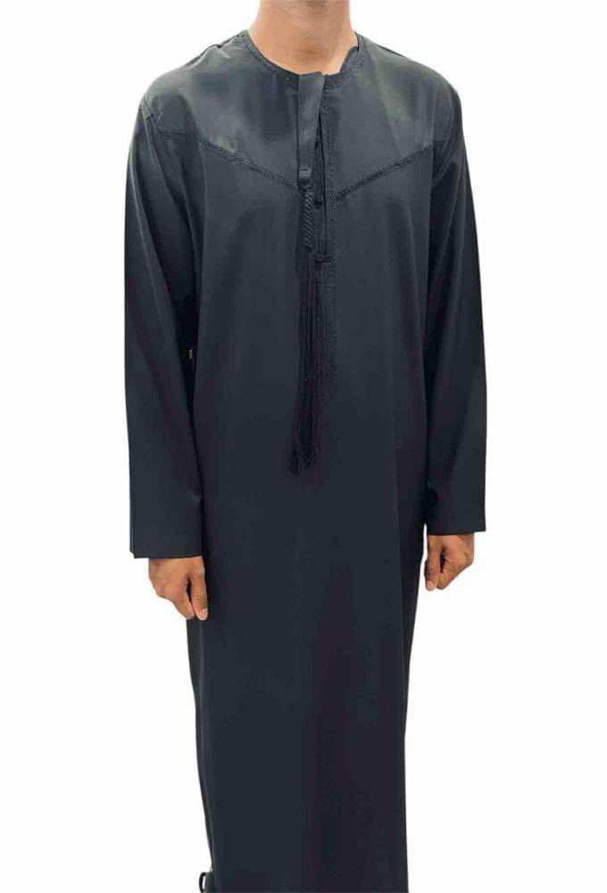 قميص اماراتي صيفي أسود كم طويل