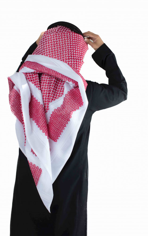 شماغ  أحمر غامق خطوط بيضاء
