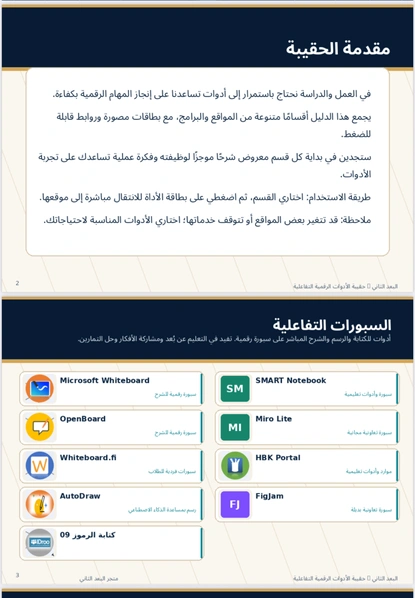 حقيبة الأدوات الرقمية الذكية | دليلك التفاعلي لأكثر من 190 موردًا رقميًا