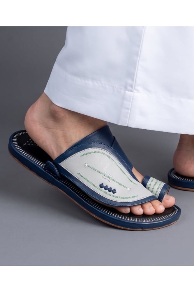 Heritage Walk Mens Arabic Sandals Luxury Leather Everyday Comfort Dark Blue