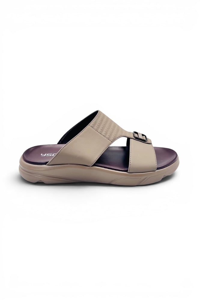 Desert Crown Mens Arabic Sandals Ultra Soft Padded Footbed Beige Maroon YSC8888 BGE