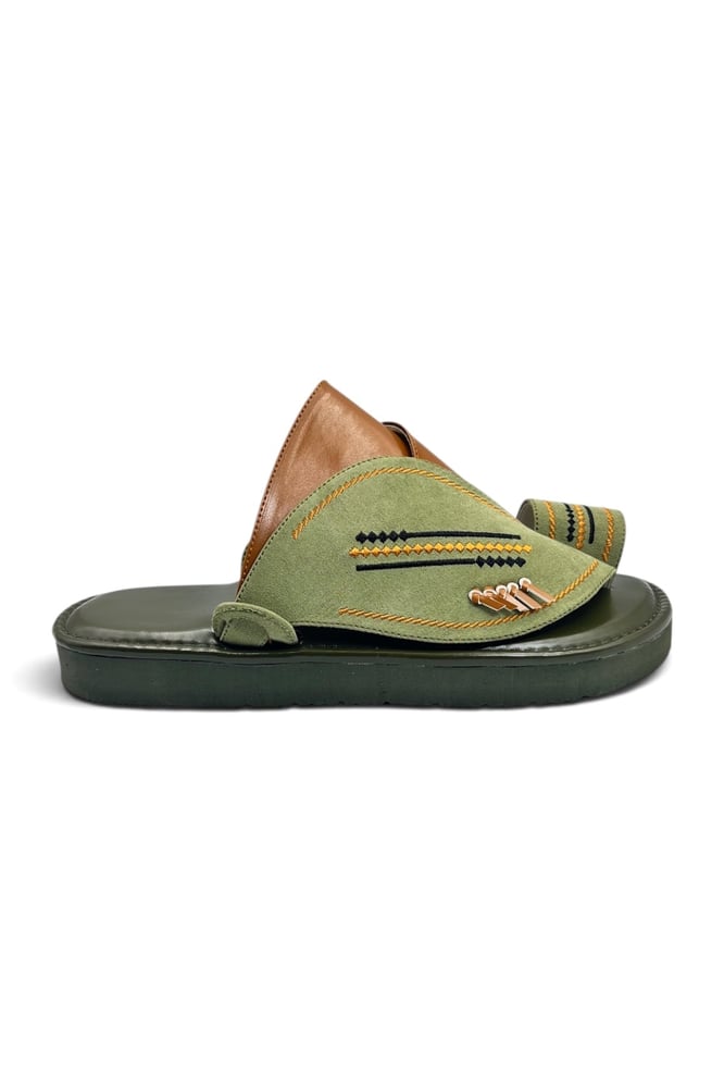 Mens Traditional Saudi Sandals Comfortable Arabic Slippers Green
