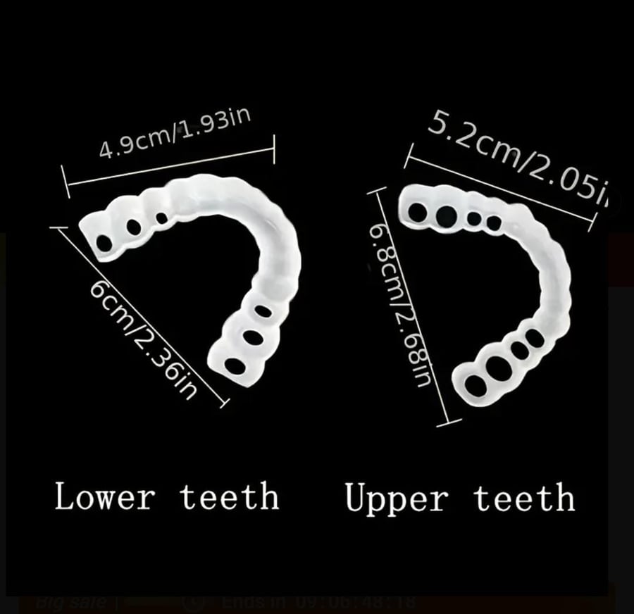 2pcs Upper and Lower False Teeth Ceramic Teeth,Replacement Ugly Teeth Braces Eating Tool 2 قطعة من الأسنان الاصطناعية العلوية والسفلية المصنوعة من السيراميك، أداة استبدال الأسنان القبيحة