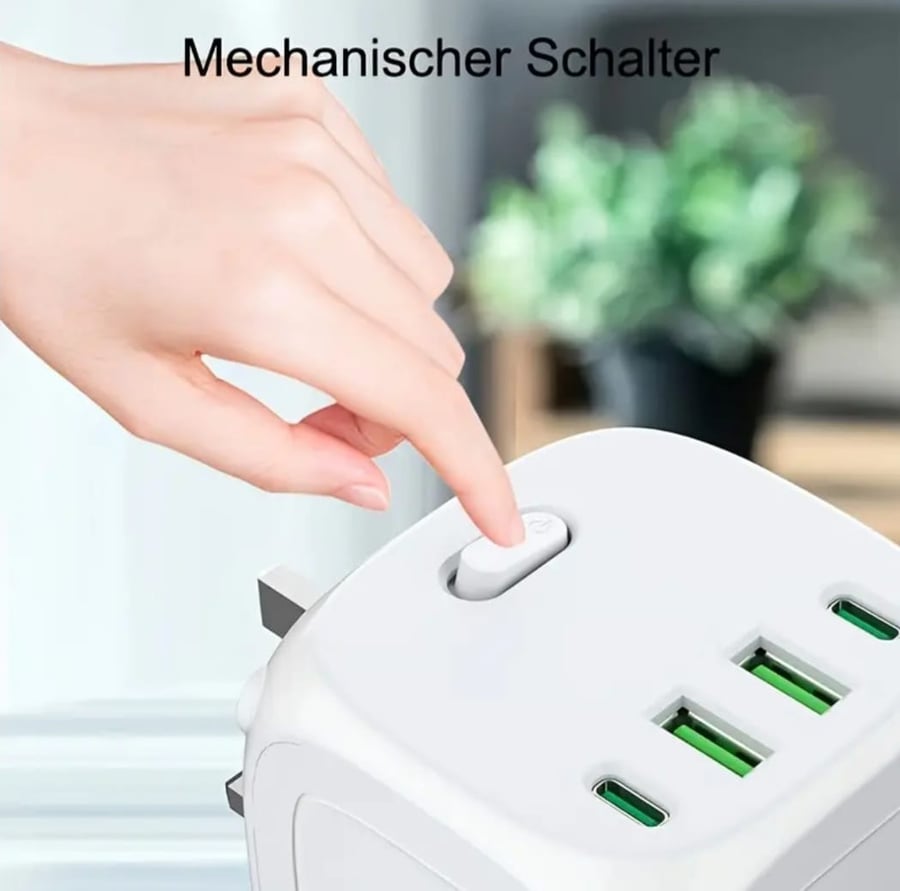 Multifunctional Power Strip, Wall-Mounted Plug-in, 3 AC Power Interfaces with (2 USB-A) + (2 TYPE-C) Charging Ports, Suitable for Home Kitchen Power Strip, Essential Universal Power for Outdoor Travel, شريط طاقة متعدد الوظائف، قابس مثبت على الحائط، 3 مناف