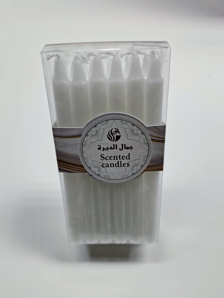 Scented Candles White 18 Pieces Set 14 cm, مجموعة شموع معطرة بيضاء، 18 قطعة، 14 سم