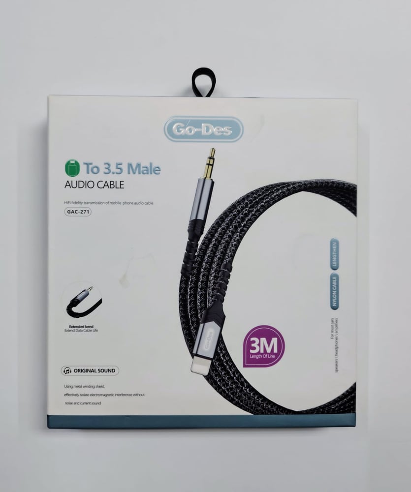 IP To 3.5 Male Audio Cable 3m NYLON Cable,Extend Data Cable Life كابل صوت IP إلى 3.5 ذكر، كابل نايلون بطول 3 أمتار، يطيل عمر كابل البيانات