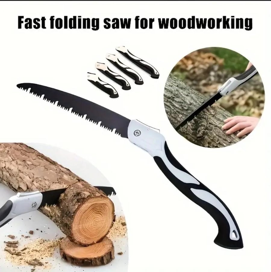 1 Piece Blade Folding Saw with Curved Blade for Pruning. Hand Saw for Cutting,Large منشار قابل للطي بشفرة منحنية للتقليم، منشار يدوي للقطع، كبير
