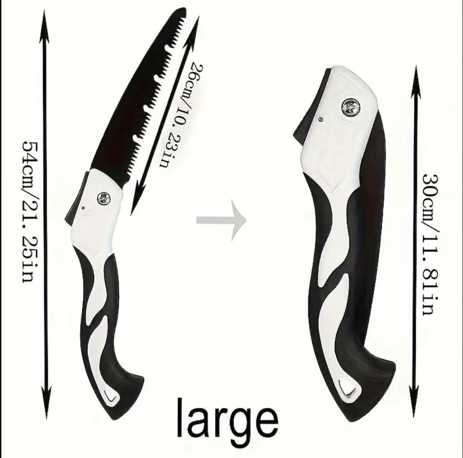 1 Piece Blade Folding Saw with Curved Blade for Pruning. Hand Saw for Cutting,Large منشار قابل للطي بشفرة منحنية للتقليم، منشار يدوي للقطع، كبير