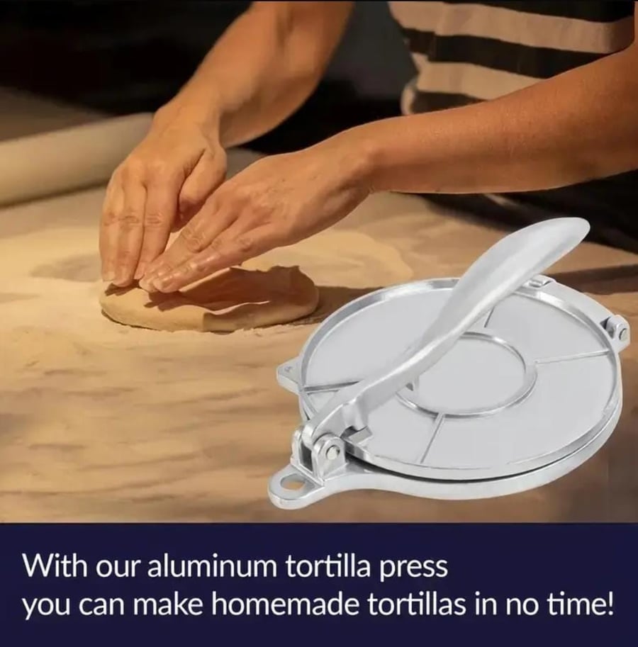 Tortilla Press, One-Touch Shaping with Thick Scratch-Resistant Panel, Easy to Clean, Non-Electric,Manual Tortilla Maker