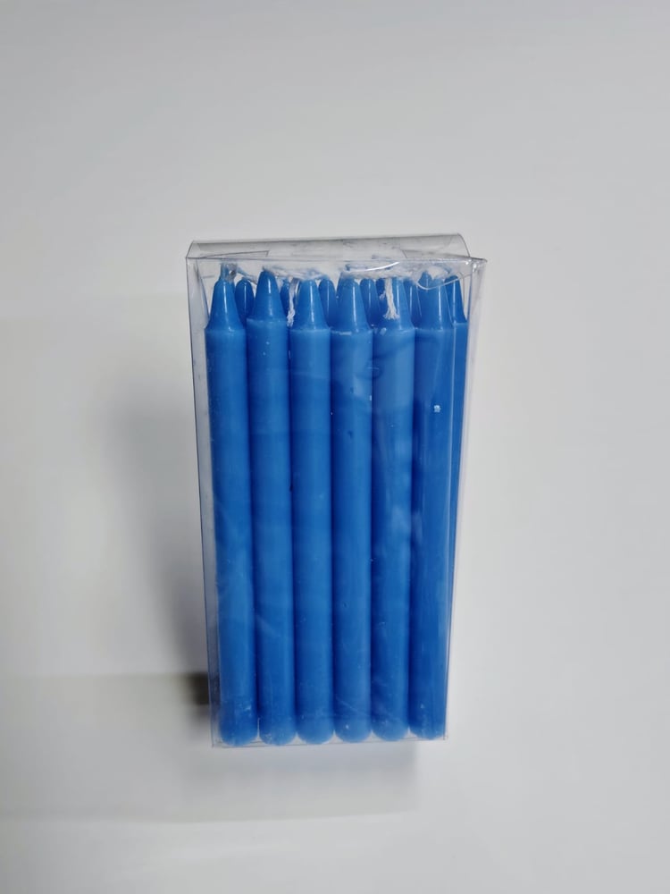 Scented Candles Blue 18 Pieces Set 14 cm, مجموعة شموع معطرة زرقاء، 18 قطعة، 14 سم