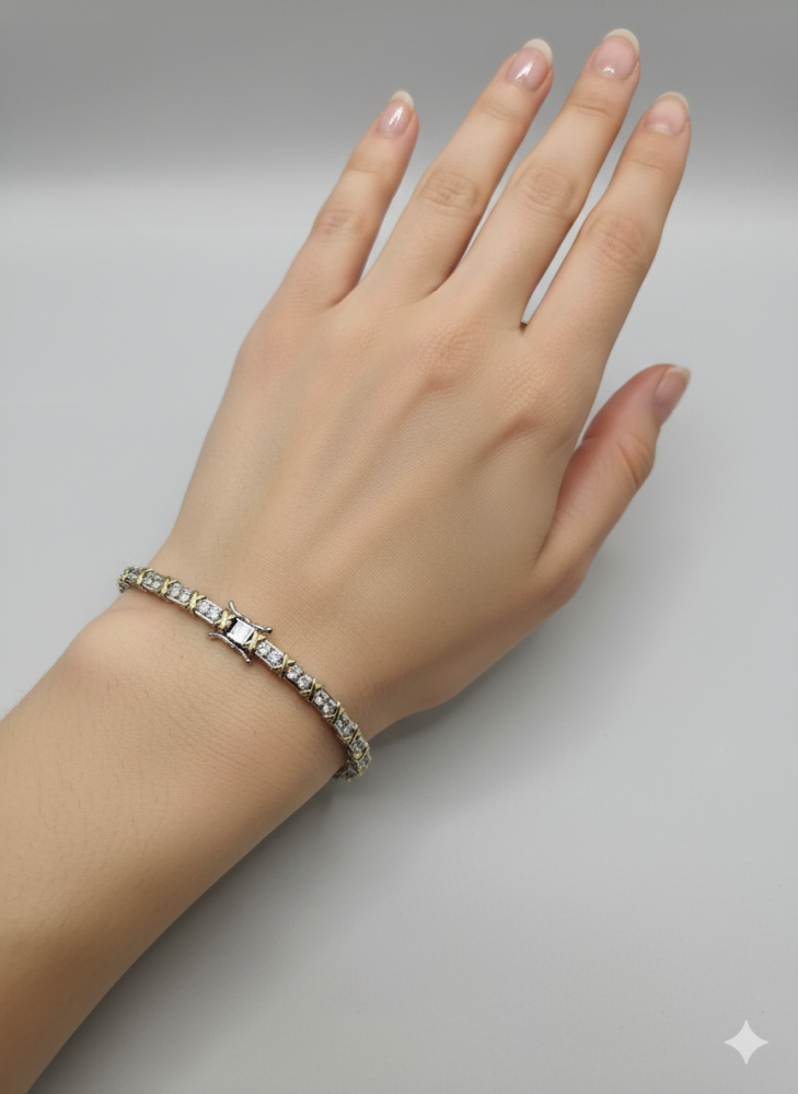 سوار فضة 925 "تنس" فاخر بتصميم X-Link المرصع