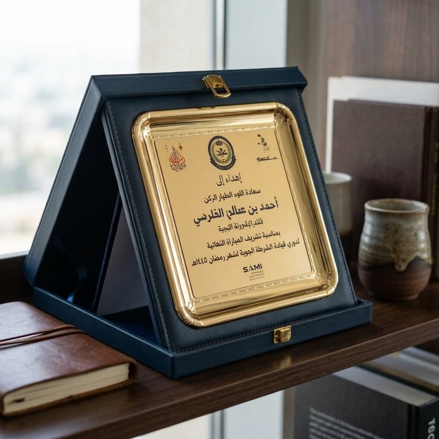 درع معدني فاخر بعلبة جلدية