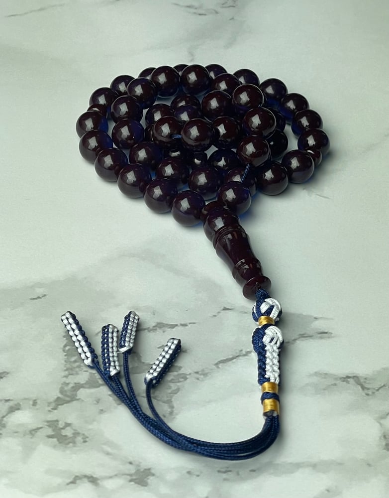 Blue saffron prayer beads