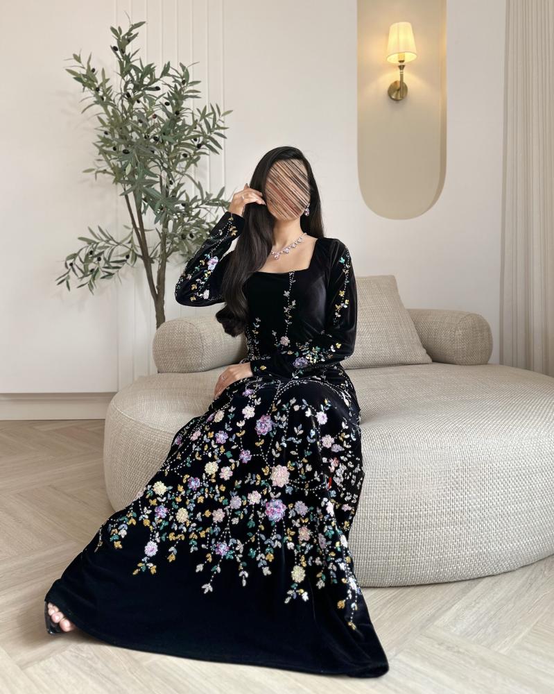 فستان سهره ناعم مورد لون اسود