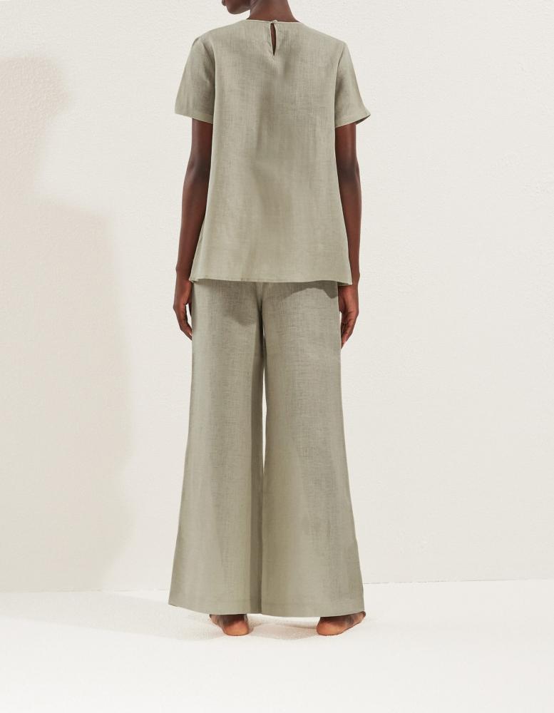 100% Linen wide leg trousers