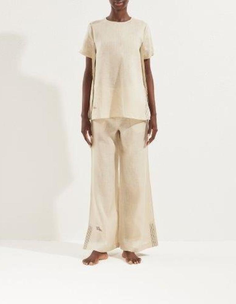 100% Linen wide leg trousers