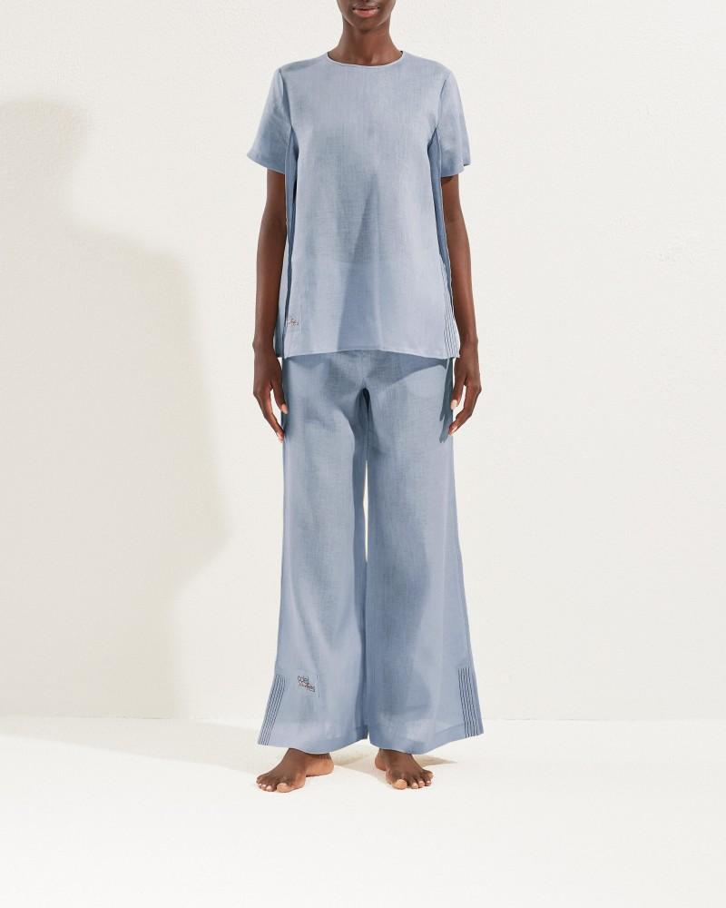 100% Linen wide leg trousers