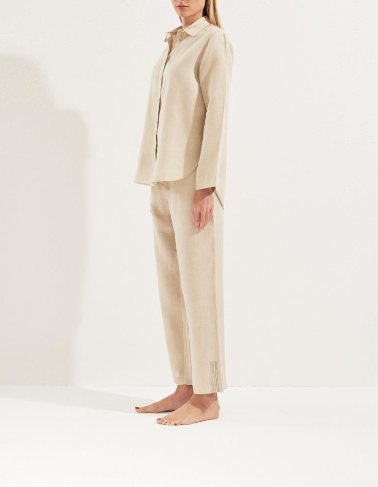 100% Linen straight trousers
