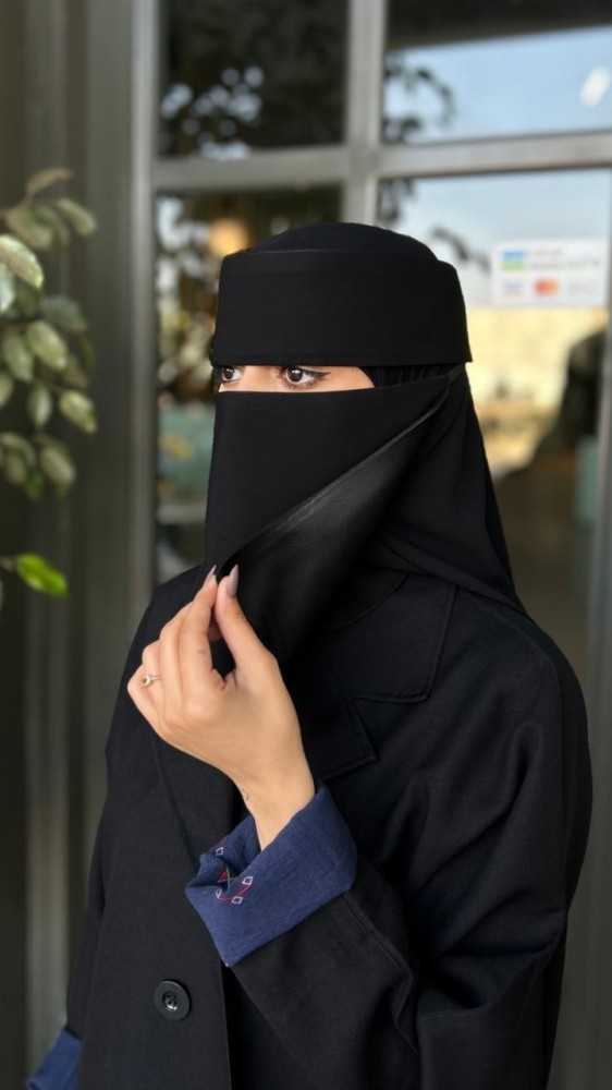 2 نقاب قصير حرير ربط + نقاب مشبك حريرقصير